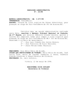 Resolução Administrativa n. 23/1998