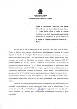 LUCAS BATISTA LEITE DE SOUZA e outros - Termo de compromisso e posse - cargo em comissão