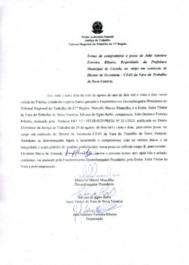 JOÃO GUSTAVO FERREIRA RIBEIRO - Termo de compromisso e posse - cargo em comissão