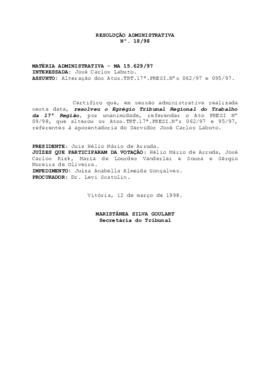 Resolução Administrativa n. 18/1998