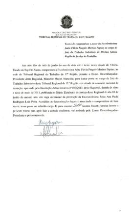 FLAVIA FRAGALE MARTINS PEPINO - Termo de compromisso e posse - Juíza Substituta