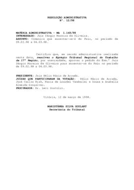 Resolução Administrativa n.º 12/1998
