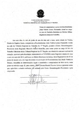 VALERIA LEMOS FERNANDES ASSAD - Termo de compromisso e posse - Juíza Substituta