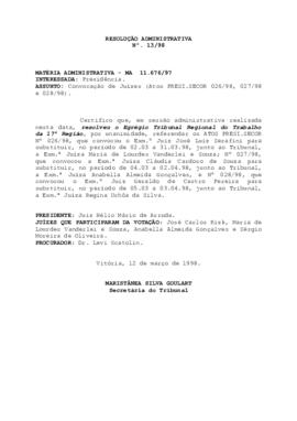 Resolução Administrativa n.º 13/1998