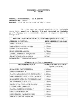 Resolução Administrativa n. 22/1998