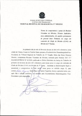 ROZIANE VICENTINO DE OLIVEIRA - Termo de compromisso e posse - cargo em comissão