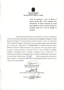 MYLENA DE OLIVEIRA PIMENTEL SILVA - Termo de compromisso e posse - cargo em comissão