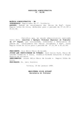 Resolução Administrativa n. 06/1998