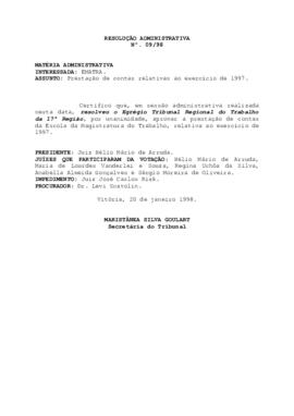 Resolução Administrativa n. 09/1998