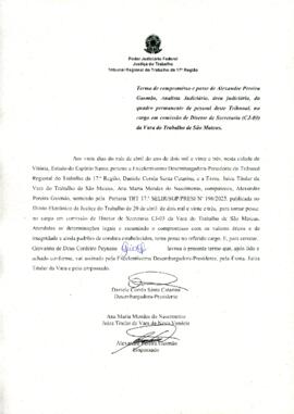 ALEXANDRE PEREIRA GUSMÃO - Termo de compromisso e posse - Cargo em comissão