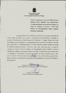 CAMILA DE SOUZA BAPTISTA - Termo de compromisso e posse - Cargo em comissão