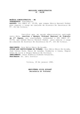 Resolução Administrativa n. 04/1998