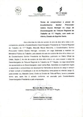 VALERIO SOARES HERINGER - Termo de compromisso e posse - Desembargador